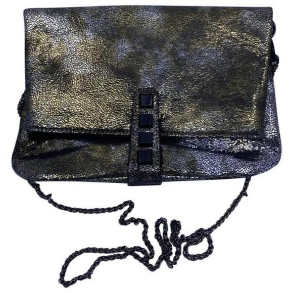 Nicole Miller Handbags - Nicole Miller Msrp Black Gold Leather Cross Body B